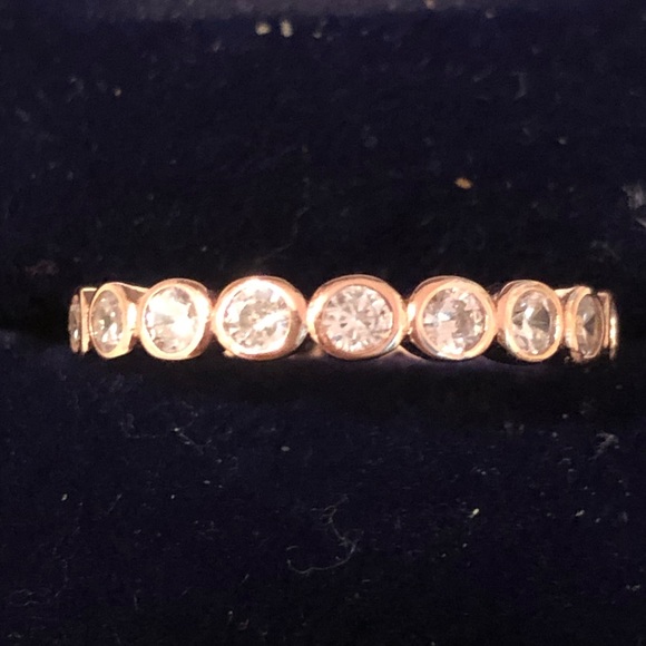 NWOT Sterling Silver Rose Goldplate Cubic Zirconia Anniversary Ring - Picture 3 of 9